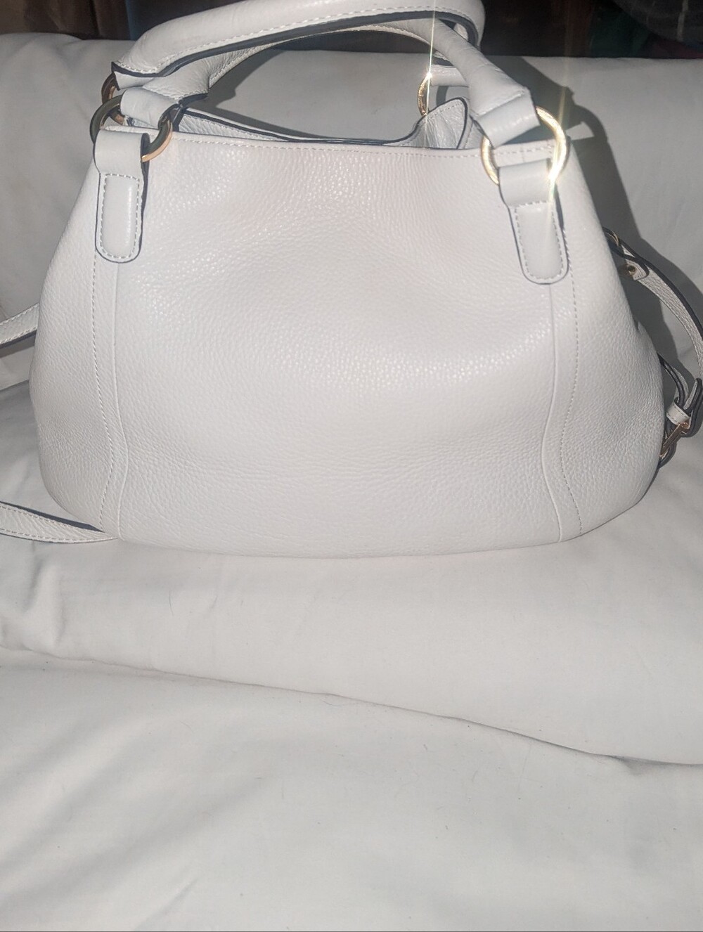 Gilli Got It Love It White Leather Tassel Satchel with Gold Hardware - Picture 3 of 14